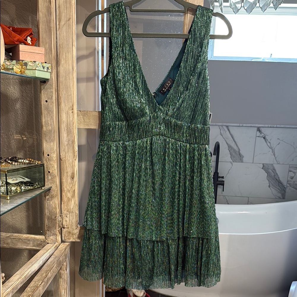 Trixxi Green Ruffled Tiered Sundress